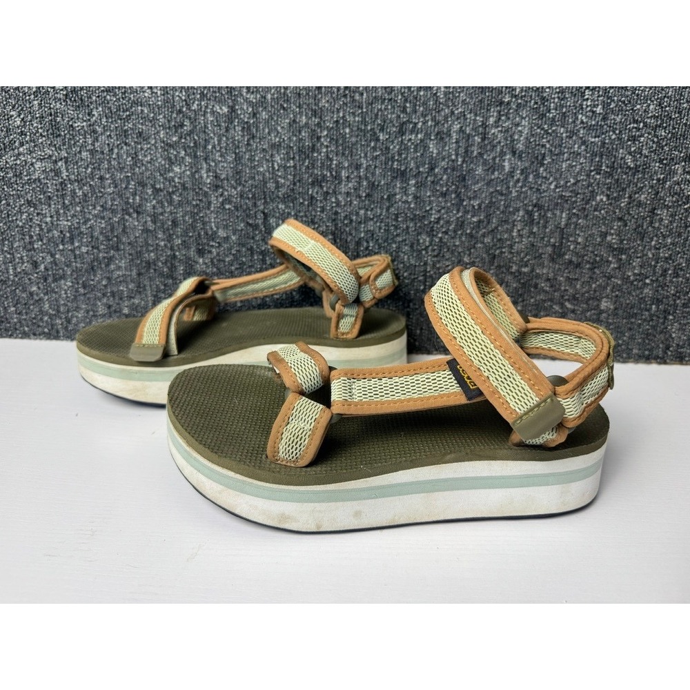 Teva Midform Universal Platform Sandals Olive Green Tan W Sz 9 Comfort Outdoor